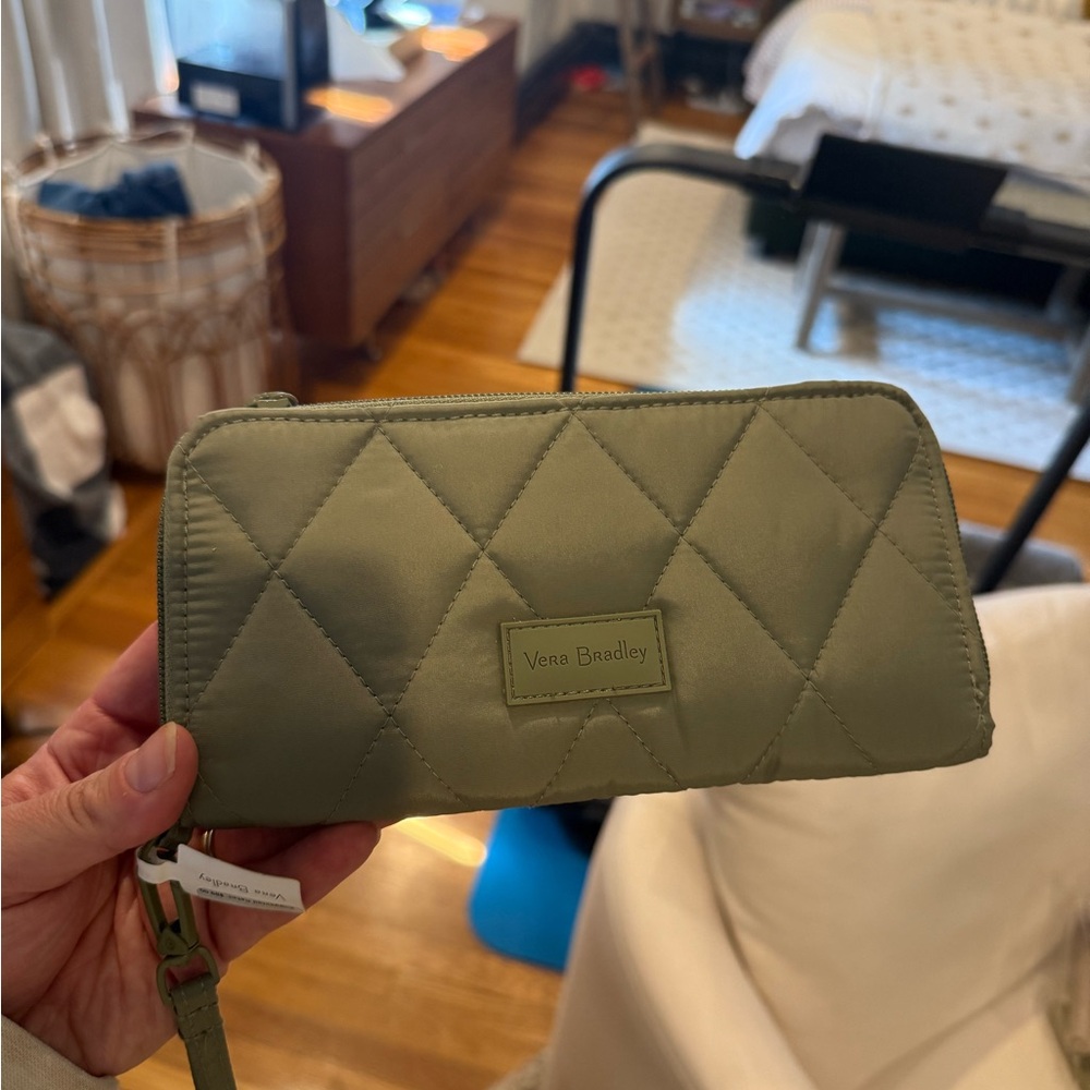 Vera Bradley Sage Quilted Wristlet